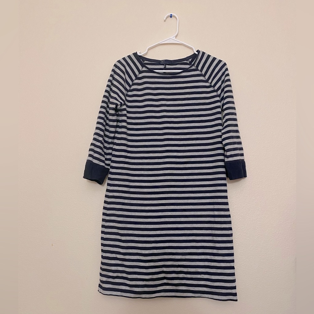 Winter blue and light grey line dress